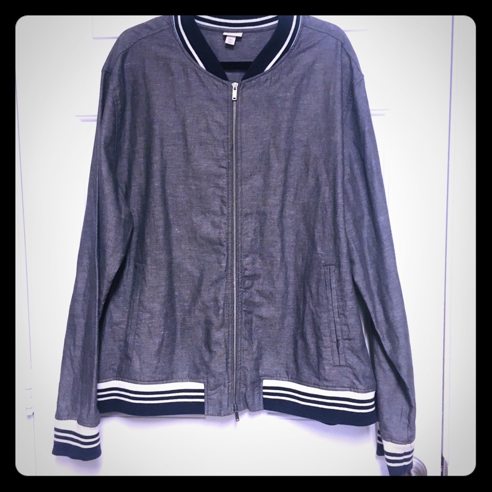 MERONA | Gray/Blue Cotton Bomber Jacket - Sz. XXL